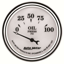 AUTOMETER 1227 Autometer 1227 Old Tyme White II 0-100 psi Electric Analog Oil Pressure Gauge