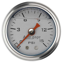 AUTOMETER 2178 1-1/2in Pressure Gauge - 0-15psi - Silver Face