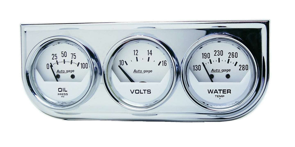 AUTOMETER 2325 2-1/16in Oil/Volt/Water Chrm Short Sweep Console