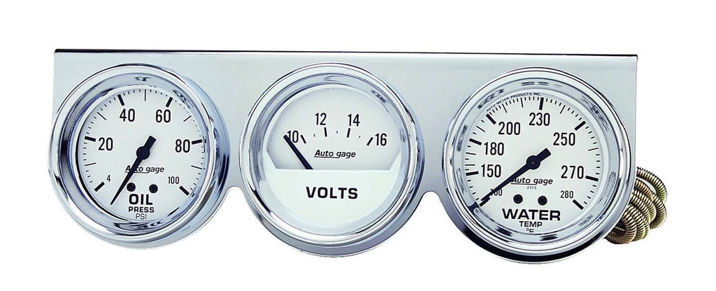 AUTOMETER 2329 2-5/8in Oil/Volt/Water Chrome Console
