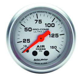 AUTOMETER 4320 2-1/16in U/L Air Press. Gauge 0-150psi