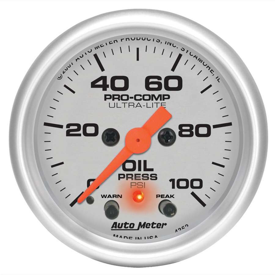 AUTOMETER 4352 2-1/16in U/L Oil Press. Gauge w/Peak & Warning