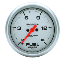 Load image into Gallery viewer, AUTOMETER 4461 Autometer Ultra Lite 2 5/8 Inch Fuel Pressure Gauge - 0-15 psi Electric Analog with Silver Face