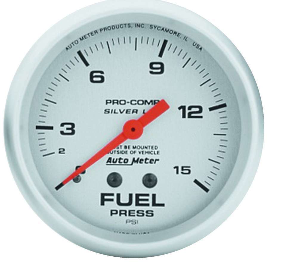 AUTOMETER 4611 Pro Comp 2-5/8in Silver Liq-Fill Fuel 0-15 PSI