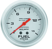 Load image into Gallery viewer, AUTOMETER 4611 Pro Comp 2-5/8in Silver Liq-Fill Fuel 0-15 PSI