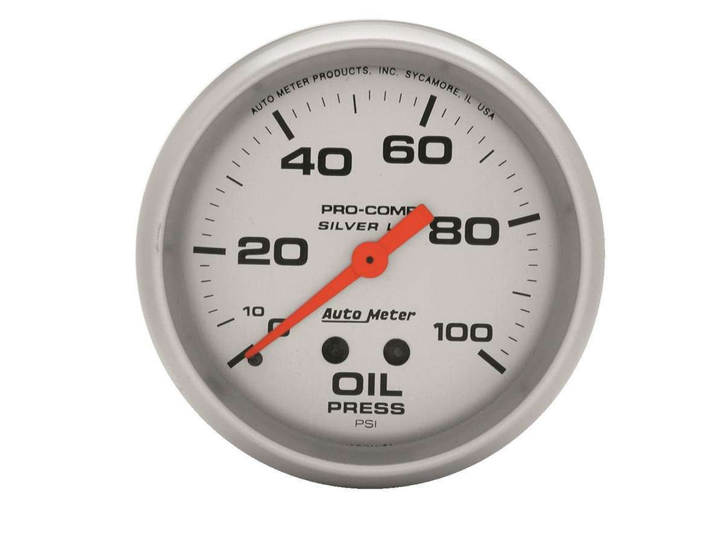 AUTOMETER 4621 U/L 2-5/8in Silver Liq-Fill Oil 0-100 PSI