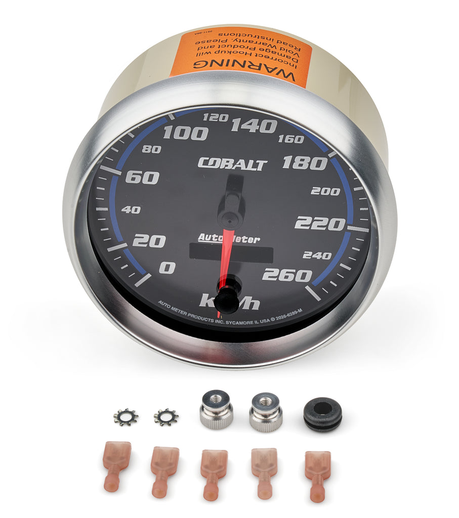 AUTOMETER 6289-M AutoMeter 6289-M Cobalt Series 5-Inch Metric Speedometer Gauge, 260 KPH, Electric Analog, Programmable, Black Face