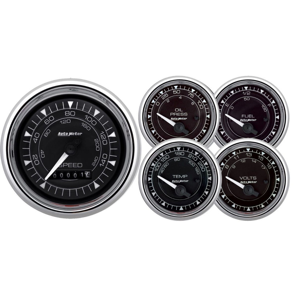 AUTOMETER 9708 2/16 Chrono Chrome Gauge 5-Piece Gauge Kit