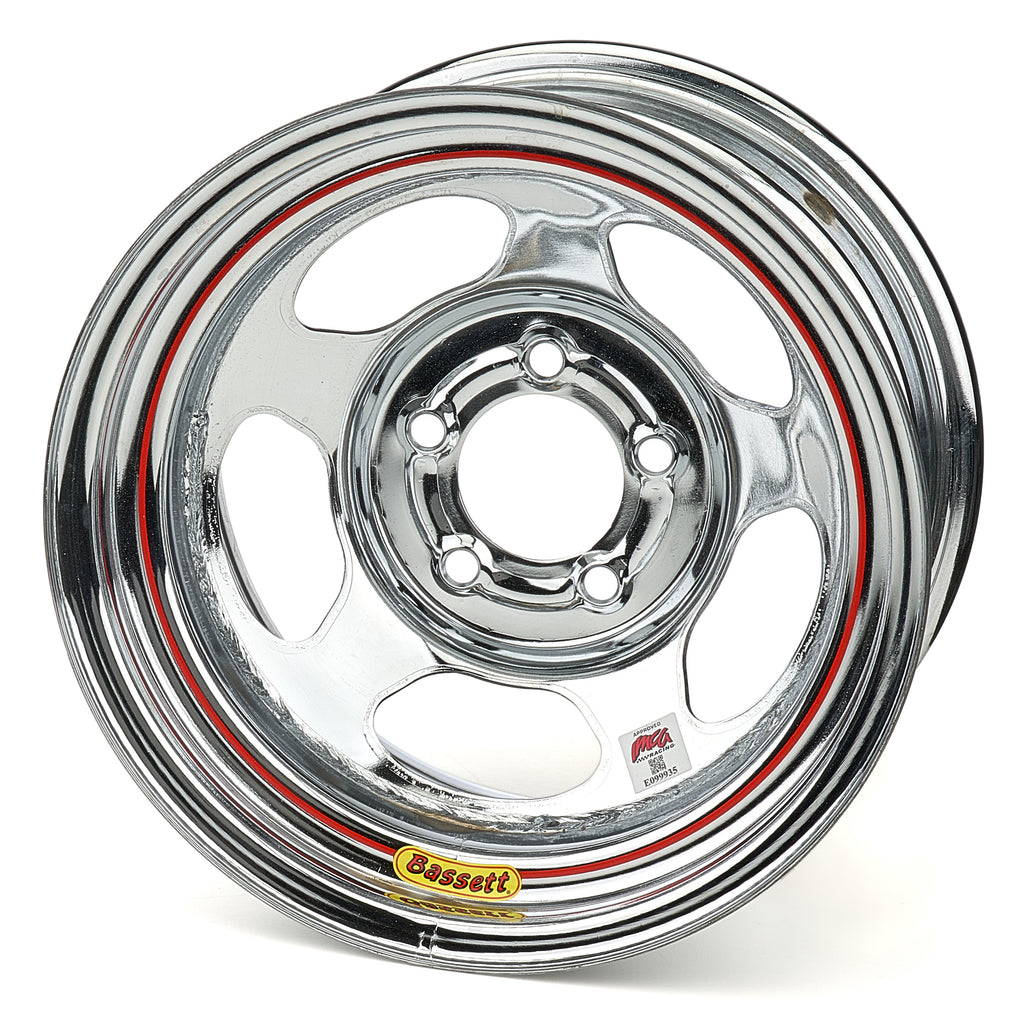 BASSETT 58AC3IC BASSETT 58AC3IC 15x8 Inertia Beaded Steel Wheel with Chrome Finish, 5x4.75 Bolt Pattern, 3-Inch Backspace