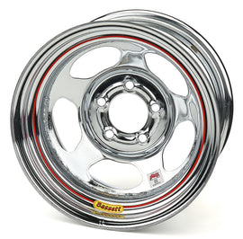 BASSETT 58AC3IC BASSETT 58AC3IC 15x8 Inertia Beaded Steel Wheel with Chrome Finish, 5x4.75 Bolt Pattern, 3-Inch Backspace