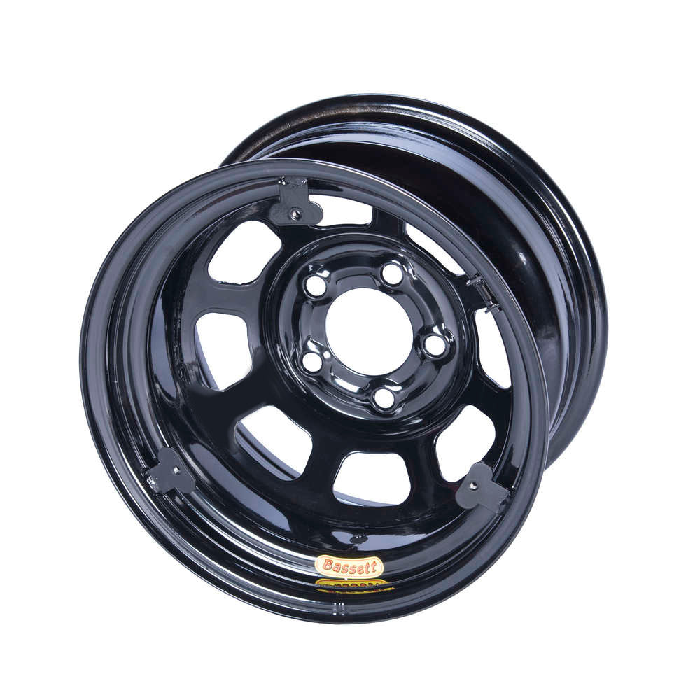 BASSETT 58D52IRING 15x8 IMCA Wheel D-Hole Black 5x5 w/ Tabs