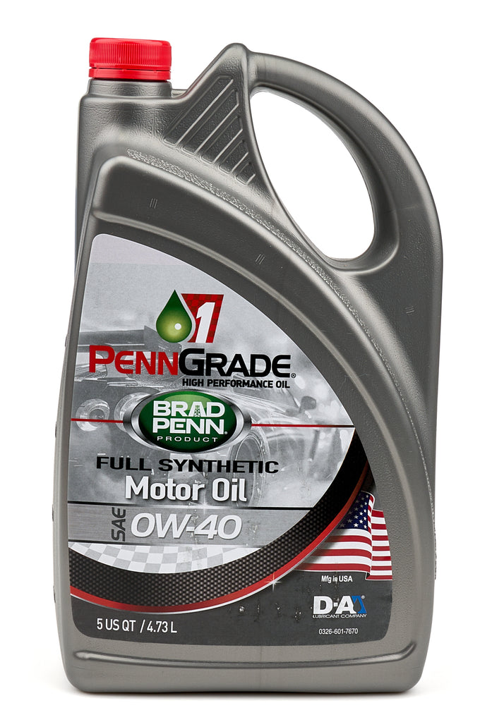 PENNGRADE MOTOR OIL BPO71720 PennGrade Motor Oil 0W-40 SAE Full Synthetic, 5 Quart Jug