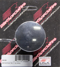 BILLET SPECIALTIES 20125 Plain Polished Breather For 1in VC Hole