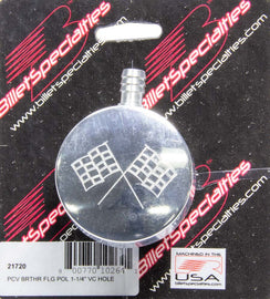 BILLET SPECIALTIES 21720 Polished PCV Breather Cross-Flags Logo