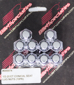 BILLET SPECIALTIES 999974 1/2-20 ET Conical Seat Lug Nuts 10 Pack