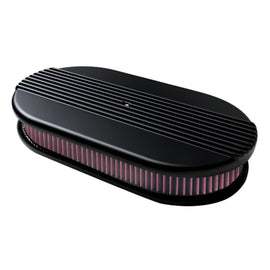 BILLET SPECIALTIES BLK15650 Air Cleaner Dual Quad Ribbed Black