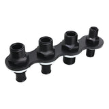 BILLET SPECIALTIES BLK66935 A/C & Heat Bulkhead Inli ne Push On 4-Port Black
