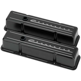 BILLET SPECIALTIES BLK95223 SBC Tall Valve Covers Chevrolet Script Black