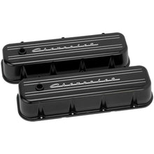 Load image into Gallery viewer, BILLET SPECIALTIES BLK96123 BBC Tall Valve Cover Chevrolet Script Black