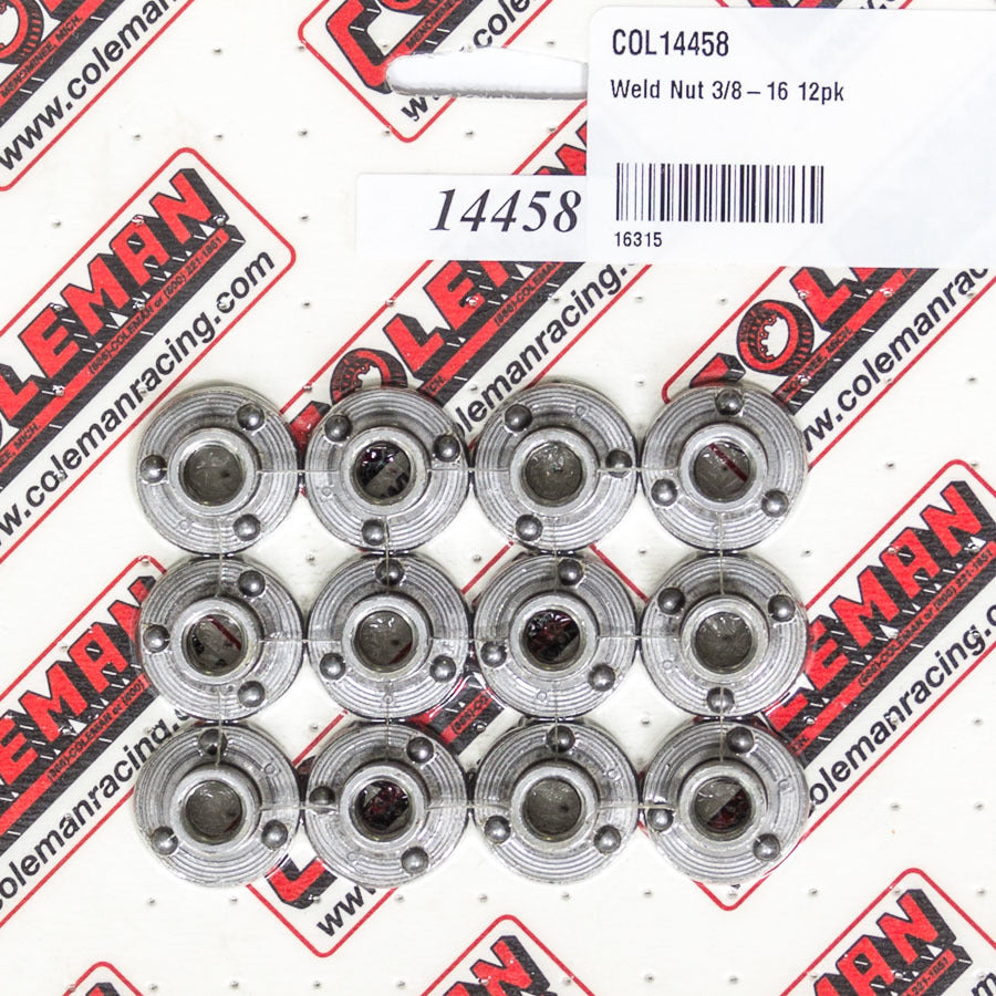 COLEMAN RACING PRODUCTS 14458 Weld Nut 3/8-16 12pk