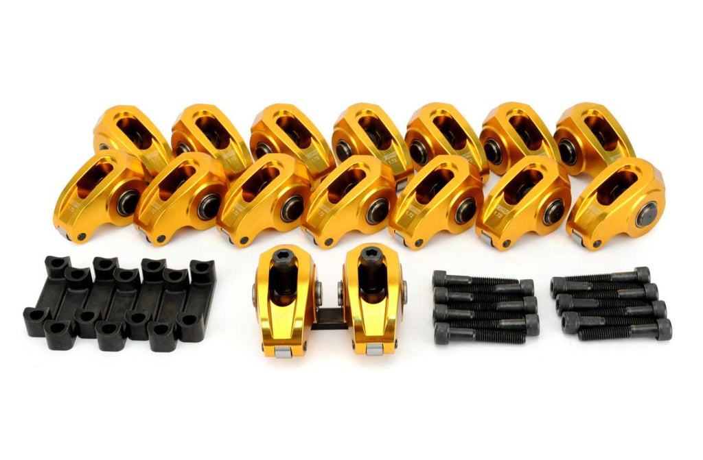 COMP CAMS 19028-16 COMP Cams LS3 Ultra Gold Rocker Arm Set 1.72 Ratio - Pedestal Mount, Full Roller, Aluminum, Gold Anodized
