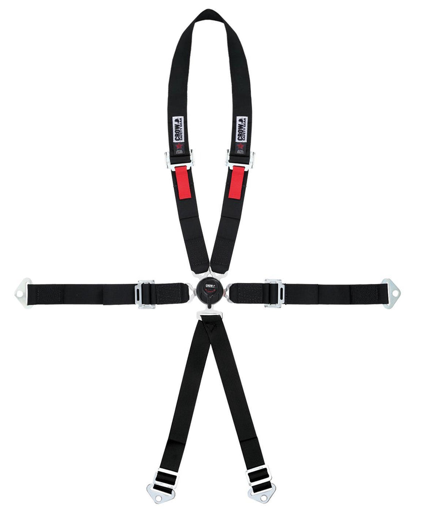 CROW SAFETY GEAR 11114D-2 CROW Safety Gear 11114D-2 6-Point Camlock Harness - 50-inch Wrap Around, Pull-Up Adjust, Black