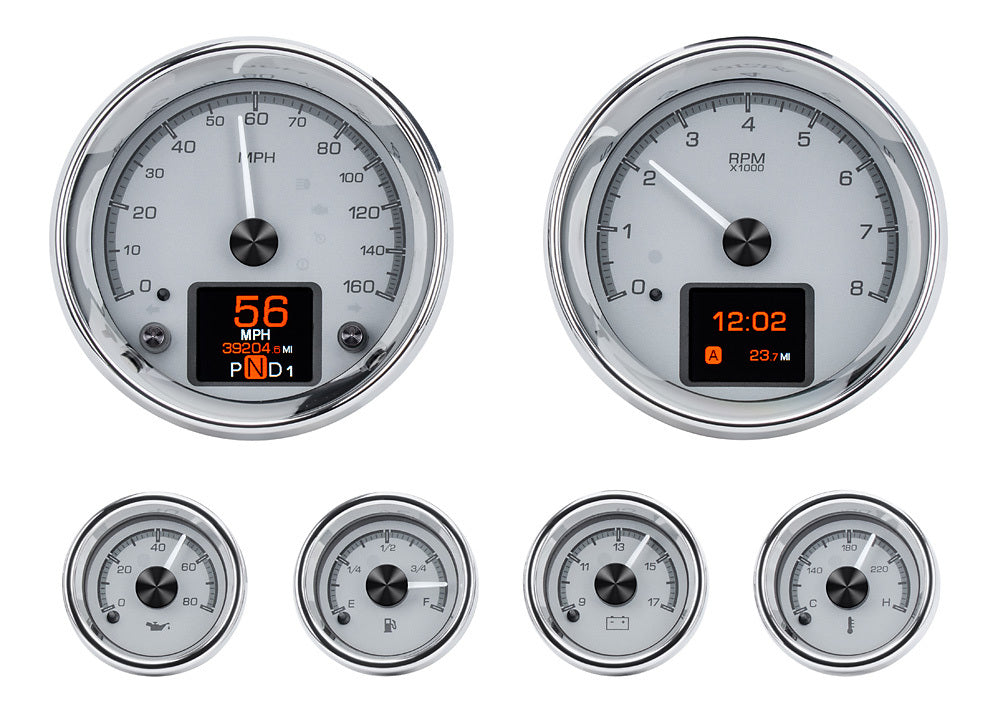 DAKOTA DIGITAL HDX-2024-K Dakota Digital HDX-2024-K HDX Universal Electric Analog Gauge Kit with Black Faces and Chrome Bezels