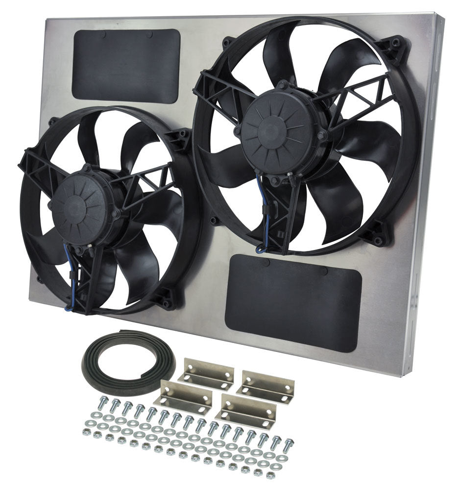 DERALE 16833 Dual RAD Fan w/Alum Shroud Assembly