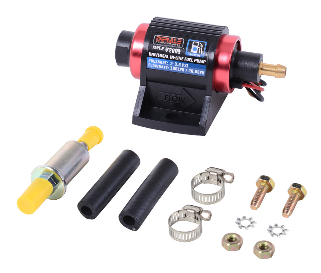DERALE 72001 In-Line Fuel Pump 100LPH Gasoline
