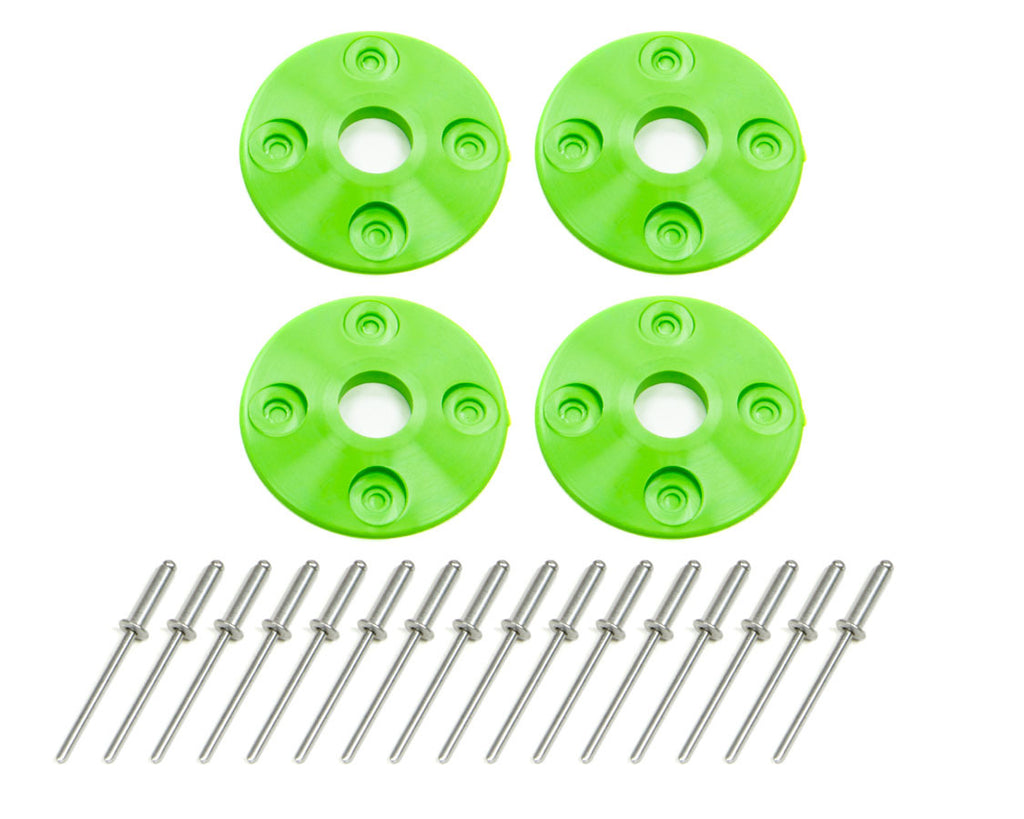 DOMINATOR RACE PRODUCTS 1202-XG Scuff Plate Plastic 4pk Xtreme Green