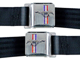 DRAKE AUTOMOTIVE GROUP SB-BK-H 64-73 Mustang Seat Belts w/Mustang Emblem