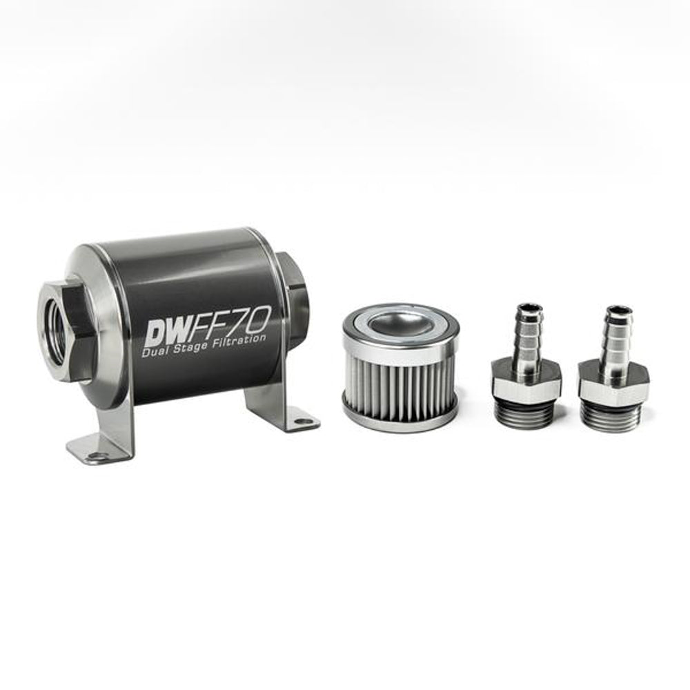 DEATSCHWERKS 8-03-070-010K-38 In-line Fuel Filter Kit 3/8 Hose Barb 10-Micron