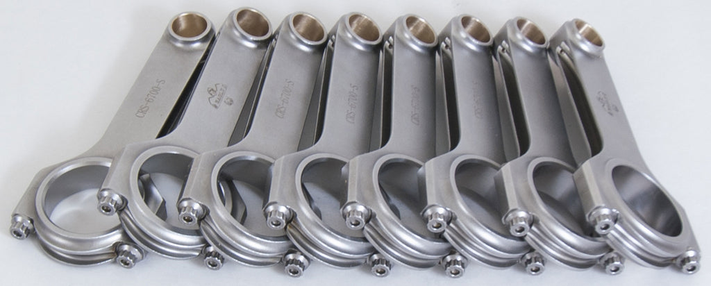 EAGLE CRS67003D2000 BBC 4340 Forged H-Beam Rods- 6.700in w/ARP 2000