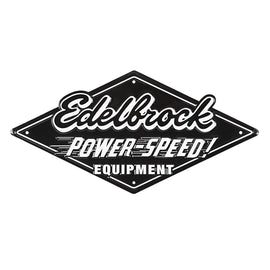 EDELBROCK 189147 Edelbrock Power Speed Metal Garage Sign - Steel Wall Decor with Black and White Finish