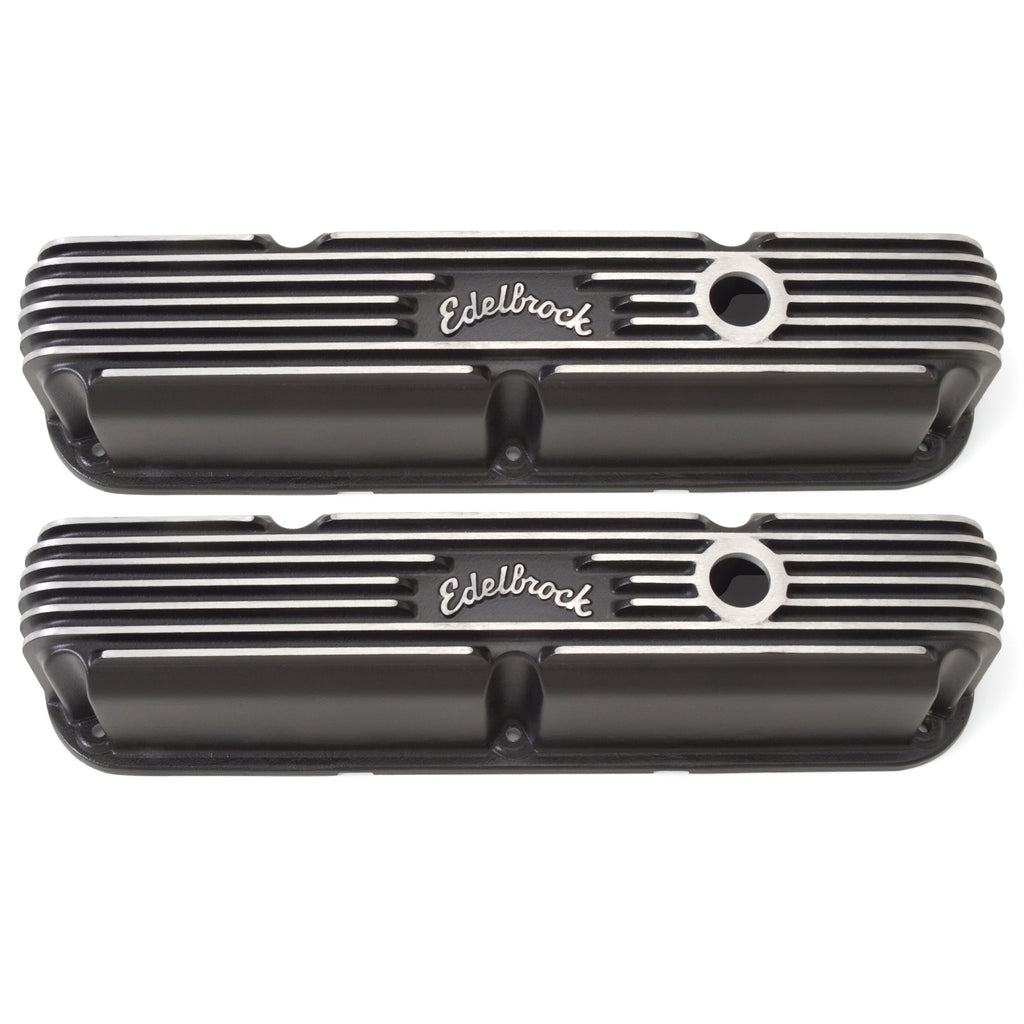 EDELBROCK 41763 SBM Classic Finned V/C's - Black