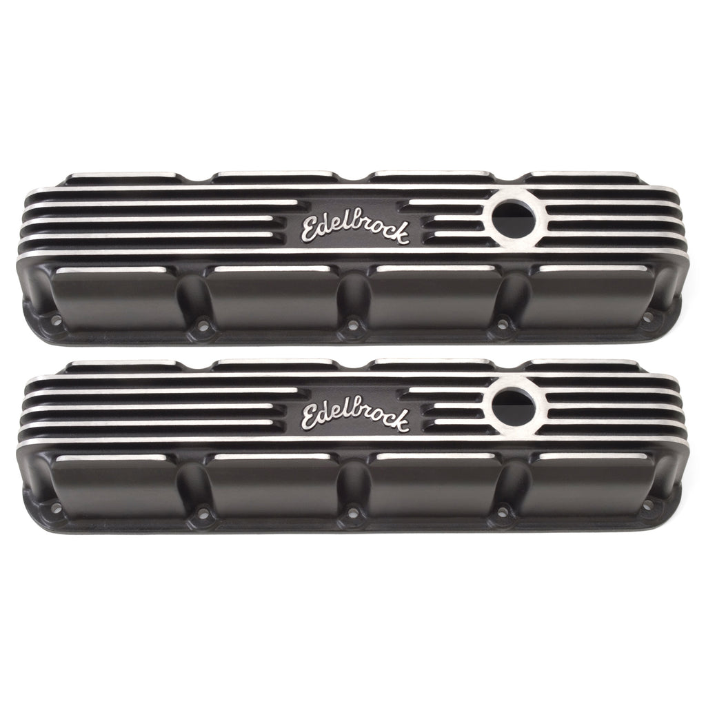 EDELBROCK 41773 SBM Classic Finned V/C's - Black