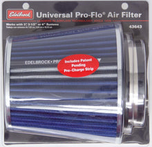 Load image into Gallery viewer, EDELBROCK 43643 Pro-Flo Air Filter Cone 6.70 Tall Blue/Chrome
