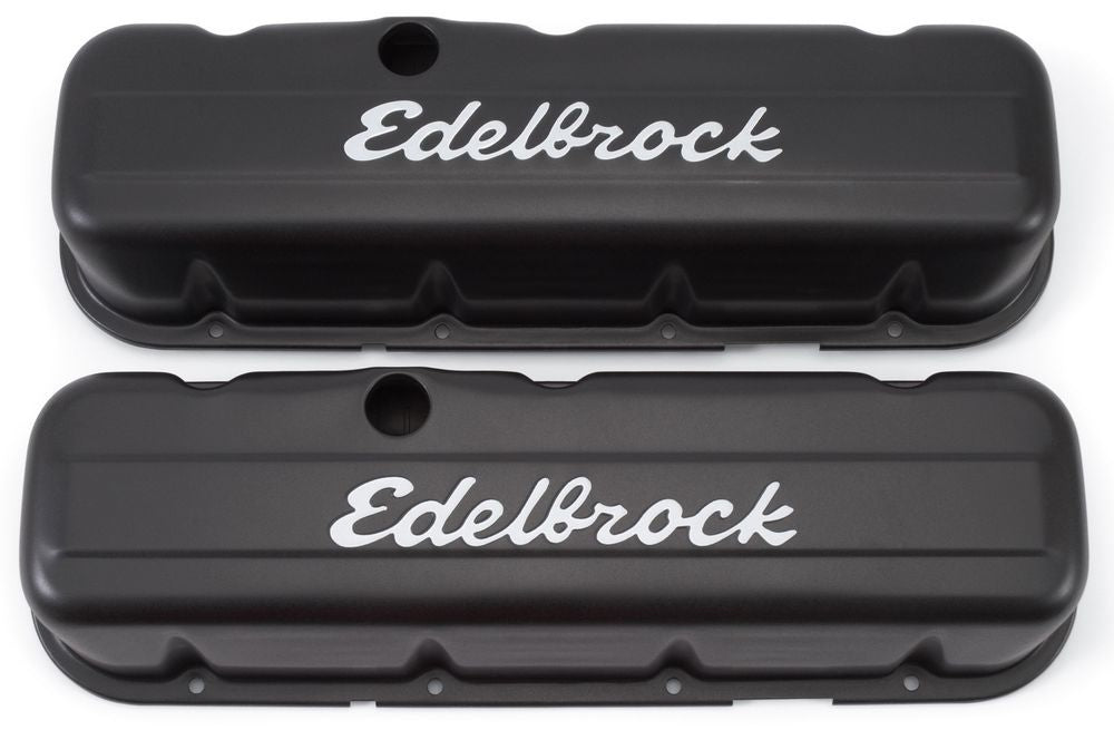 EDELBROCK 4683 Signature Series Valve Covers - BBC Tall Black