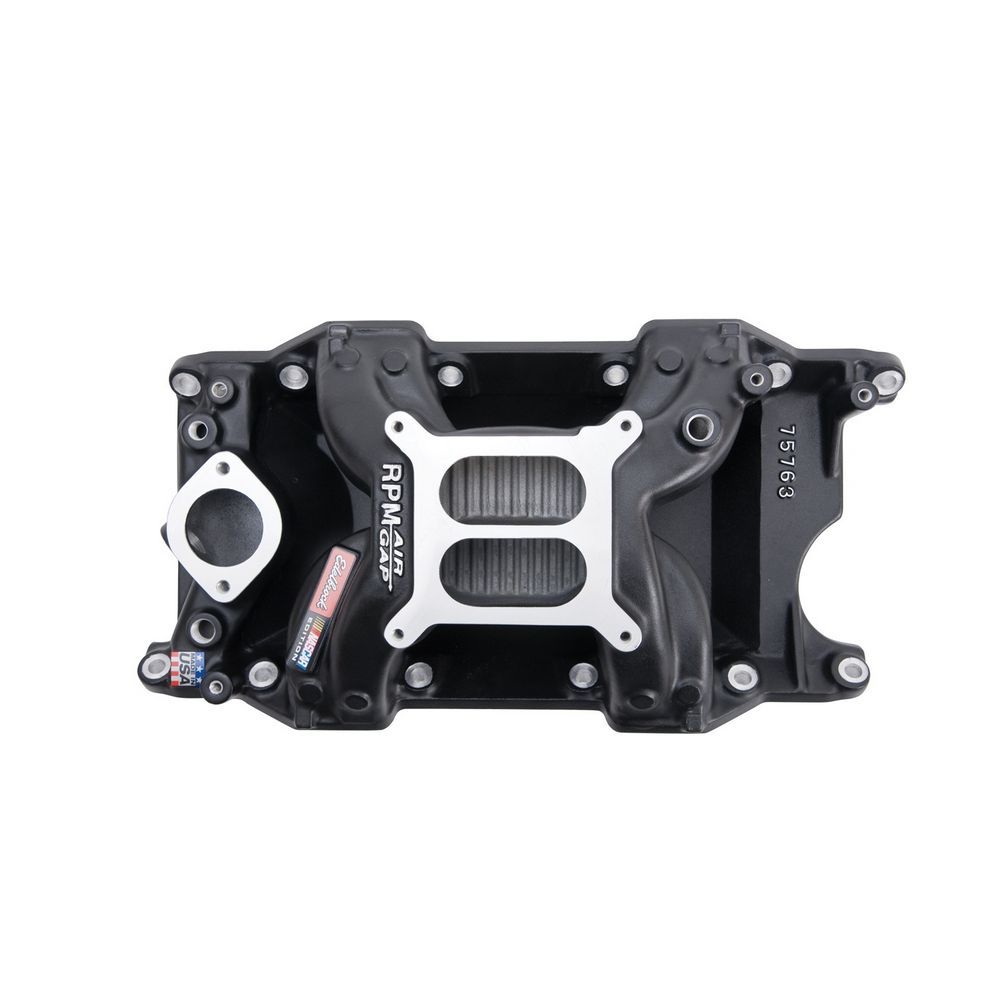 EDELBROCK 75763 SBM Performer RPM A/G Manifold - Black Finish