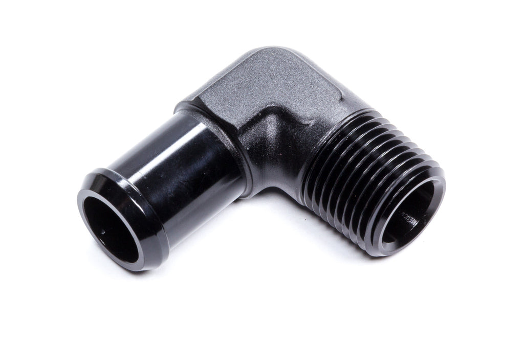 EDELBROCK 8165 Hose End  90-deg 1/2npt to 3/4 Barb  Black