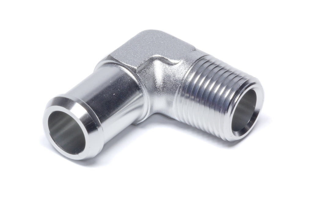 EDELBROCK 8166 Hose End  90-deg 1/2npt to 3/4 Barb  Clear