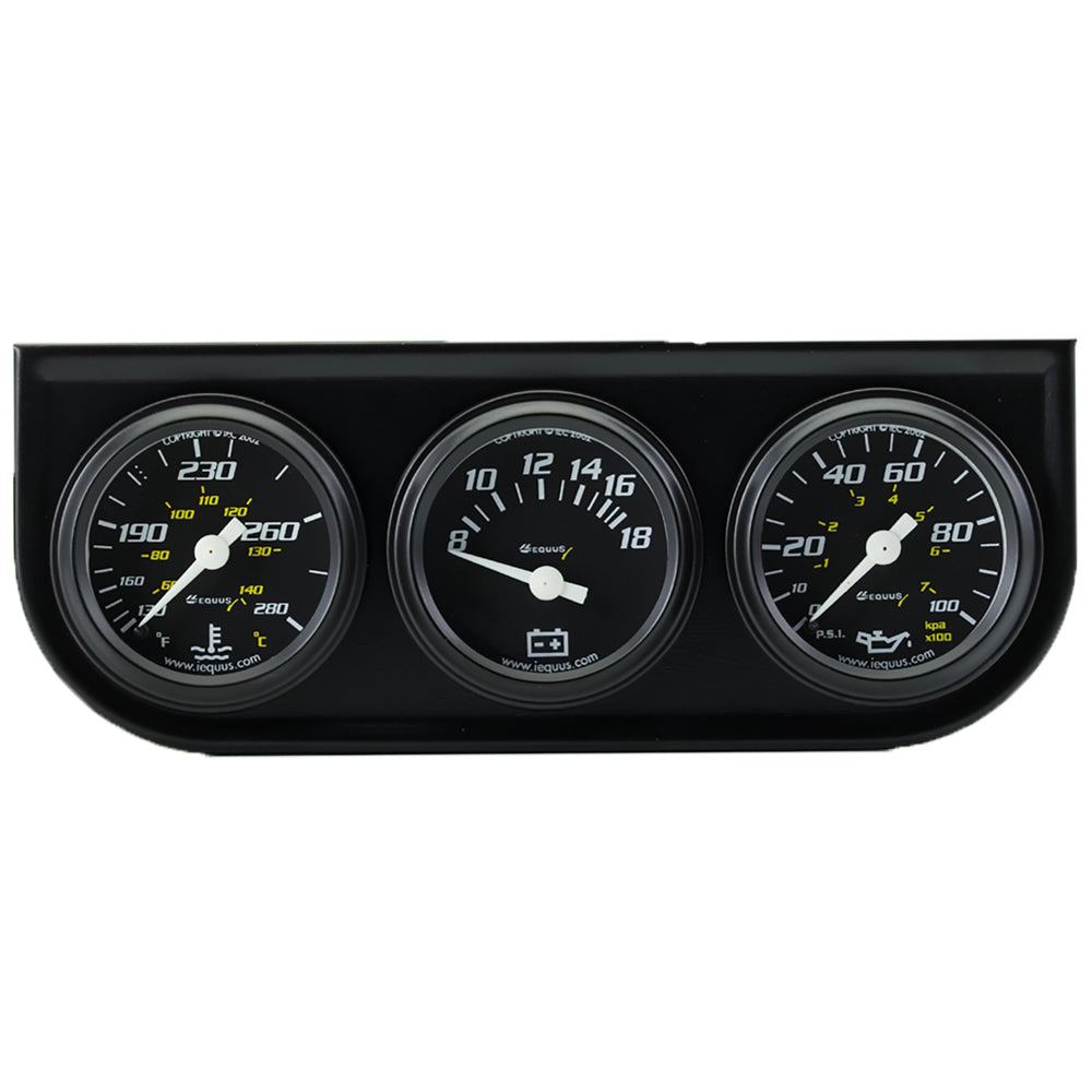 EQUUS E6100 1-1/2 Dia Triple Gauge Set w/Black Panel