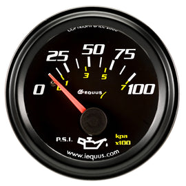 EQUUS E6234 2.0 Dia Oil Pressure Gauge Black  0-100psi