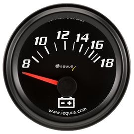 EQUUS E6268 2.0 Dia Voltmeter Gauge Black 8-18 Volts