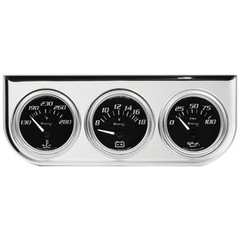 EQUUS E7200 2.0 Dia Triple Gauge Set w/Chrome Panel