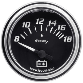 EQUUS E7268 2.0 Dia Voltmeter Gauge Chrome 8-18 Volts