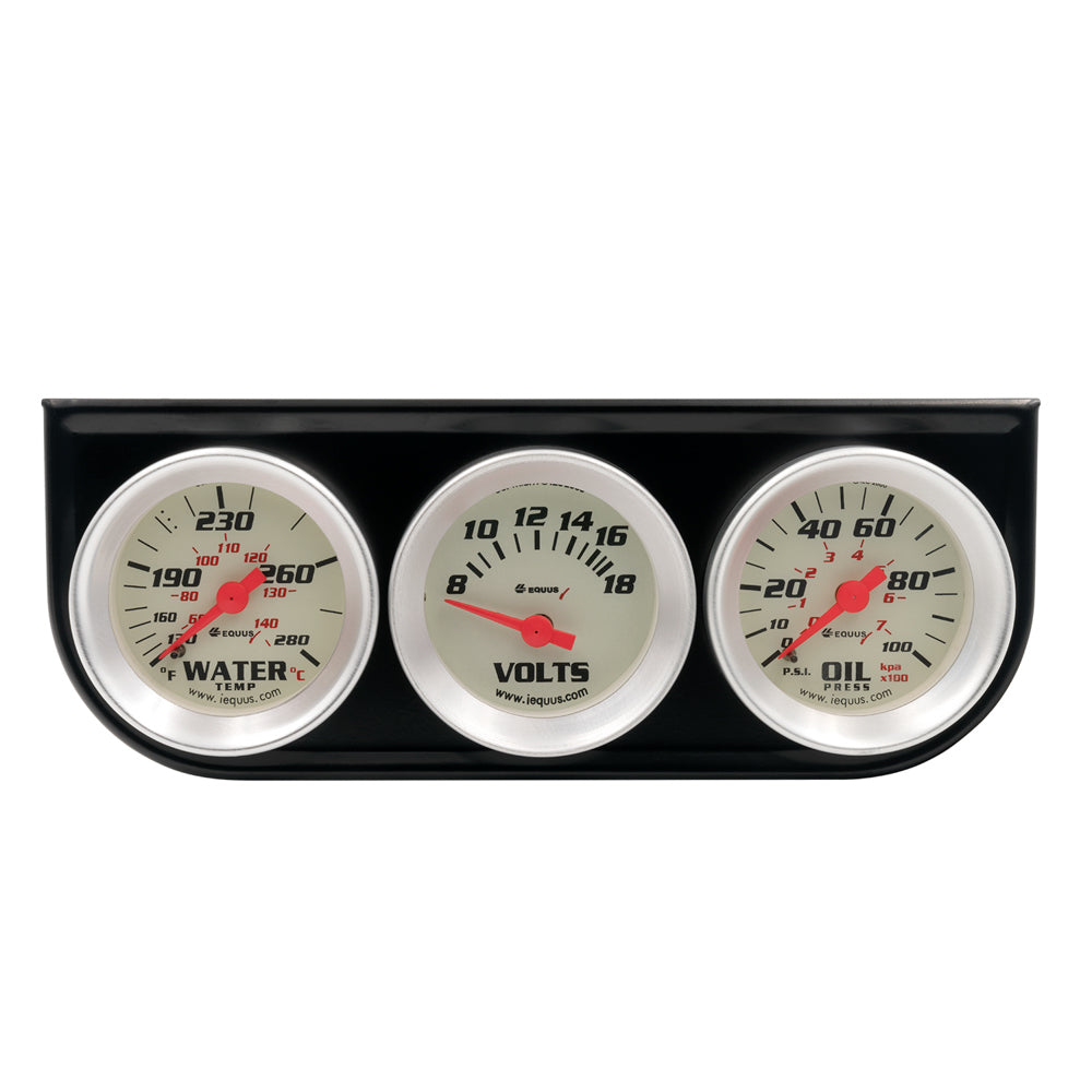 EQUUS E8100 1-1/2 Dia Triple Gauge Set w/Black Panel