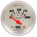 EQUUS E8164 1-1/2 Dia Oil Pressure Gauge Silver  0-100psi