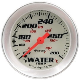EQUUS E8242 2.0 Dia Water Temp Gauge Silver  130-280