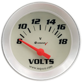 EQUUS E8268 2.0 Dia Voltmeter Gauge Silver 8-18 Volts
